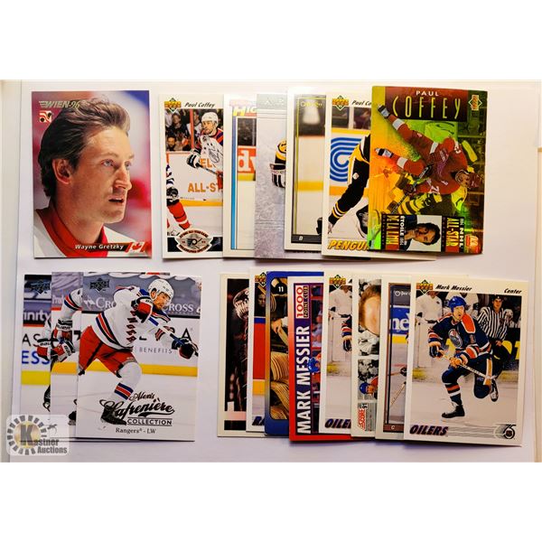 23)  LOT OF 18 HOCKEY TRADING CARDS, 1 GRETZKY,