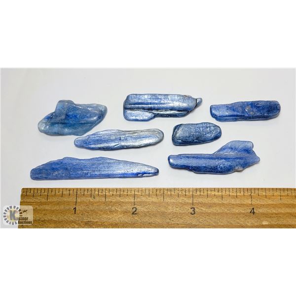 6)  LOT OF 7 PCES OF NATURAL BLUE KYANITE