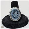 Image 1 : 17)  VINTAGE INSPIRED BUTTERFLY CAMEO SILVER