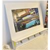 Image 1 : WHITE MIRROR WITH COAT HOOKS 25 X 22.5 INCHES