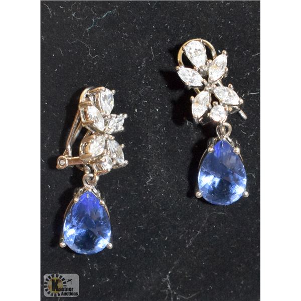 ESTATE HALLMARKED TANZANITE EARRINGS