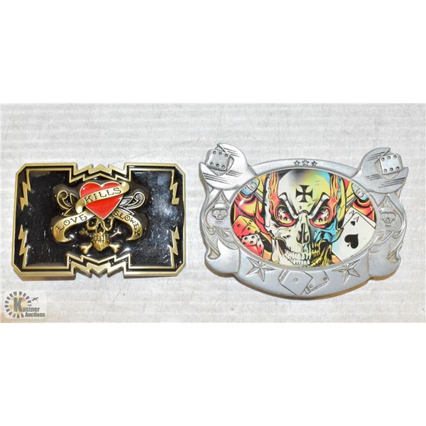 PAIR OF SKULL BELT BUCKLES