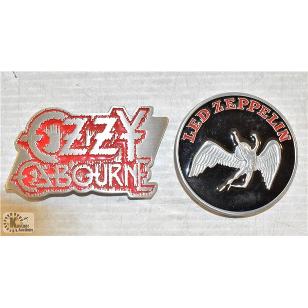 PAIR OF ROCK N ROLL BELT BUCKLES INCLUDING OZZY &