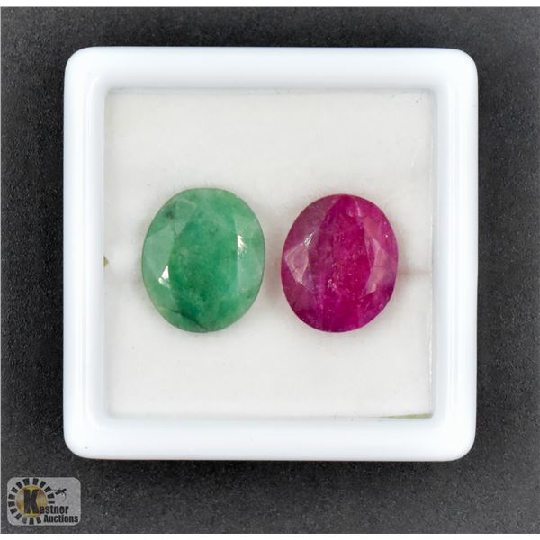 #252-RED BERYLE & EMERALD GEMSTONE 20.20CT