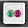 Image 1 : #252-RED BERYLE & EMERALD GEMSTONE 20.20CT