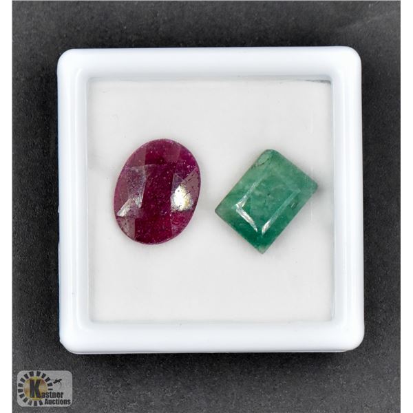 #247-RED RUBY & EMERALD GEMSTONE 17.55CT