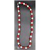 Image 1 : #131- FRESH WATER PEARL& RED JADE  NECKLACE