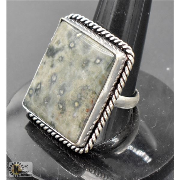 #44-NATURAL OCEAN JASPER RING/SIZE 8