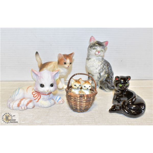 5 PIECE CERAMIC CAT COLLECTION