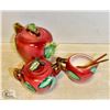 Image 1 : APPLE THEMED TEAPOT, CREAMER + SUGAR DISHES + 2