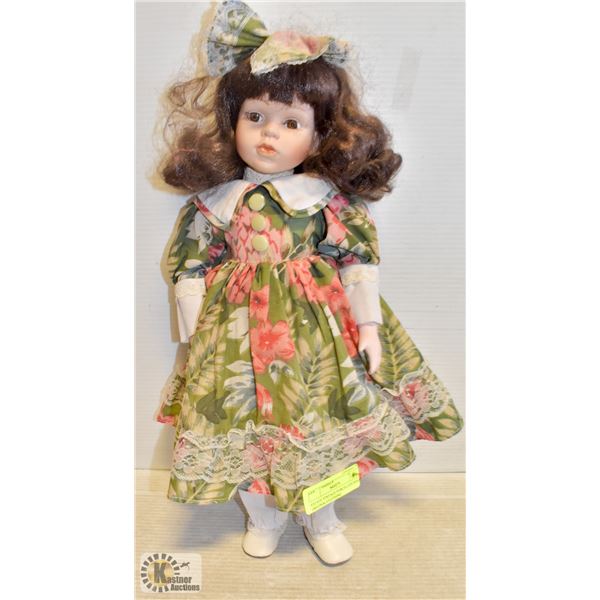 ESTATE VINTAGE PORCELAIN DOLL, ORIGINAL CLOTHING