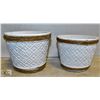 Image 1 : NEW 2 PIECE PLANT POTTER SET, WHITE WITH ROPE