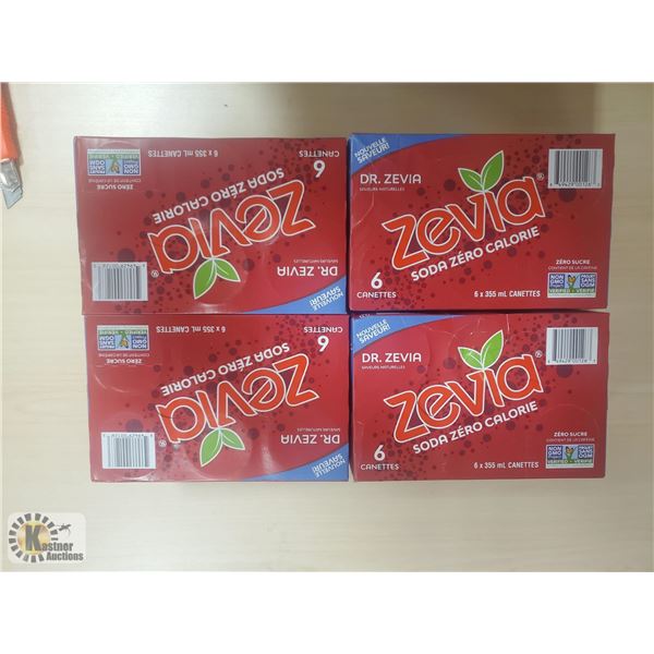 24 CANS OF ZEVIA 0 CAL SODA- DR. ZEVIA