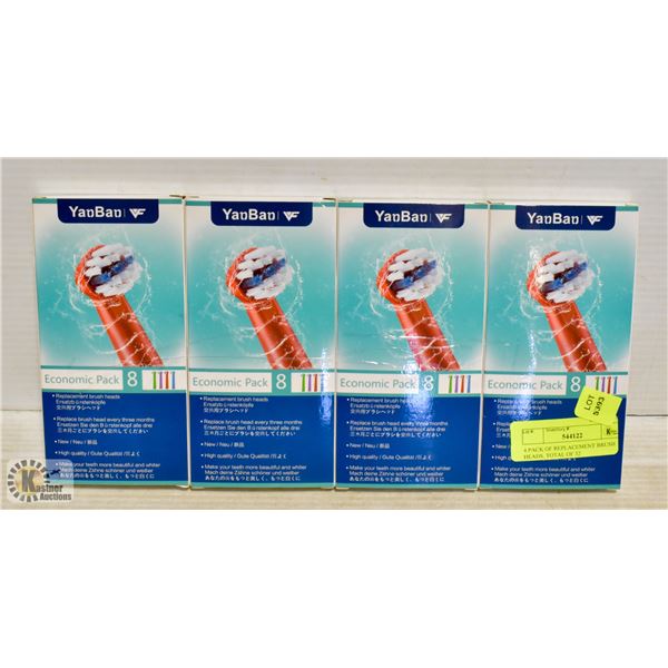 4 PACK OF REPLACEMENT BRUSH HEADS, TOTAL OF 32