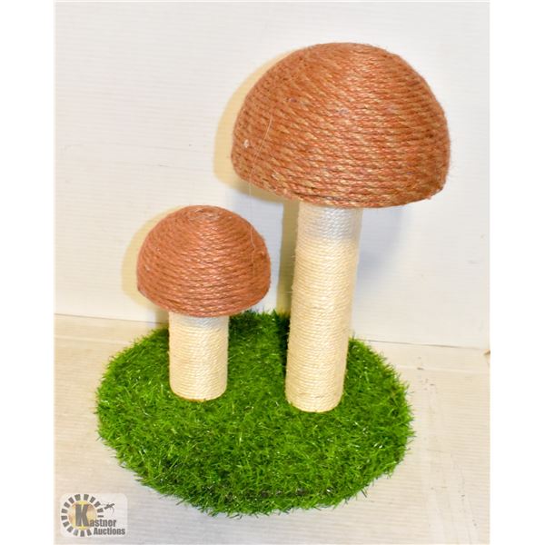 NEW ASSEMBLED CAT SCRATCHER/ TWO MUSHROOMS