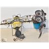 Image 1 : 46IN METAL OWL ON POST, SOLAR HANGING BEE