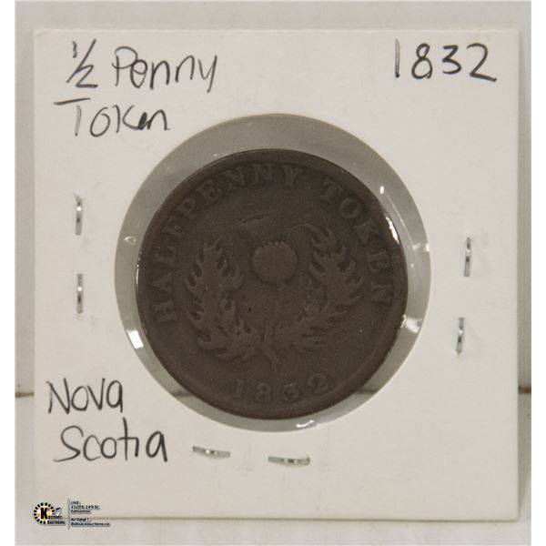 1832 NOVA SCOTIA HALF PENNY TOKEN