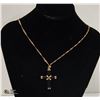 Image 1 : BLACK AND GOLD CROSS ON ROSE GOLD PLATED CHAIN