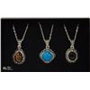 Image 1 : LOT OF 3 STONE NECKLACES: TIGERS EYE, TURQUOISE &