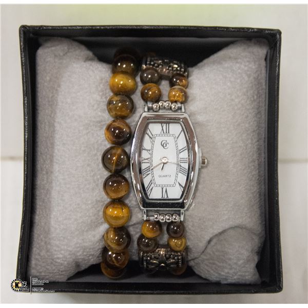 TIGERS EYE WATCH AND BRACELET SET