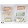 Image 1 : 6 OLD CANADA $1'S & $2'S VARIOUS BANK NOTES