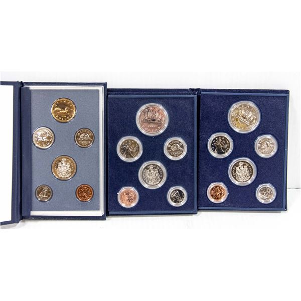 3 VARIOUS DATES CANADA SPECIMEN COIN SETS