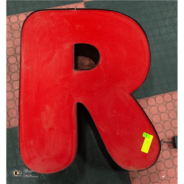 LIGHT UP NEON "R" SIGN APPROX 20" X 25"