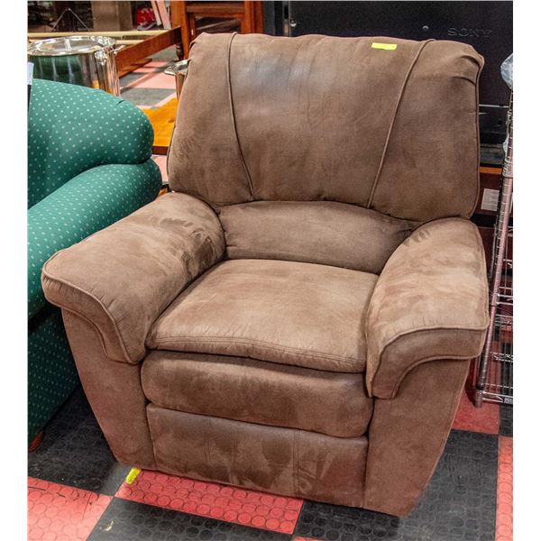 BROWN FABRIC ROCKER RECLINER