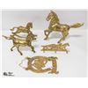 5 BRASS HORSE ORNAMENTS