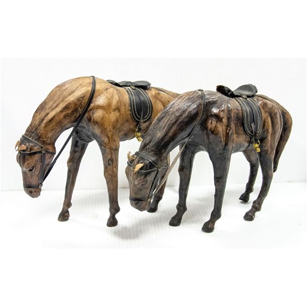 2 X 14" REAL LEATHER HORSE DECOR PCS WITH SADDLES