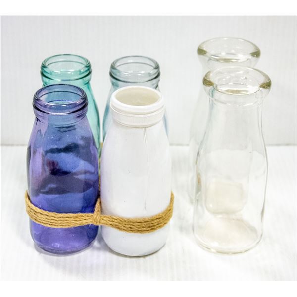 6 MINI VINTAGE MILK BOTTLES