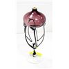 MAROON ART GLASS OIL LAMP