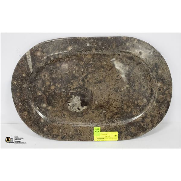 FOSSILIZED PLATTER WITH AMMONITE