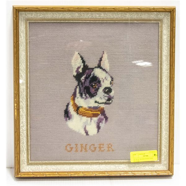 15" X 16" NEEDLEPOINT DOG PICTURE