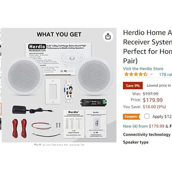 HERDIO HOME AUDIO PACKAGE WALL MOUNT AUDIO CONTROL