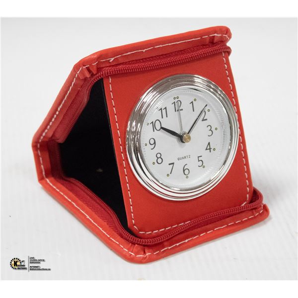 QUARTZ POCKET CLOCK IN RED CASE