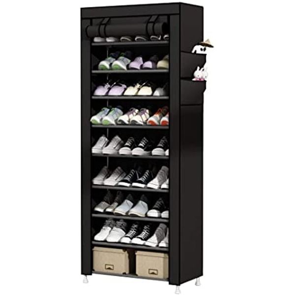 NEW UDEAR 9 TIER BLACK SHOE STORAGE SHELF WITH