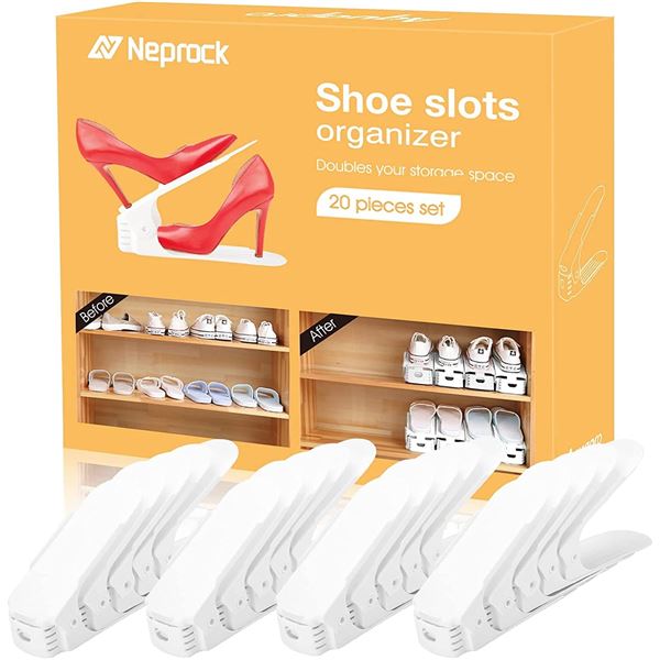 NEW REPACKED NEPROCK 20 PIECE WHITE SHOE STORAGE