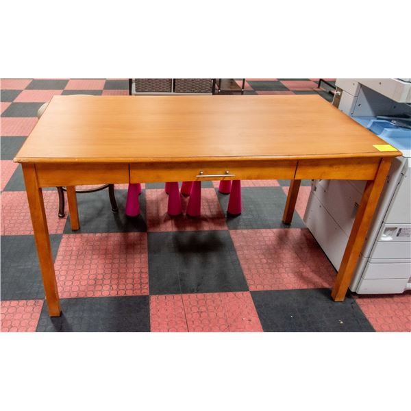 WOOD TABLE DESK W/ SINGLE DRAWER 54  X 28  X 31 