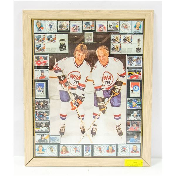 GORDIE HOWE & WAYNE GRETZKY PRINT FRAMED WITH 46