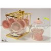 Image 1 : NEW SWEET TIME 6 PC TEA CUP AND TEAPOT SET PINK