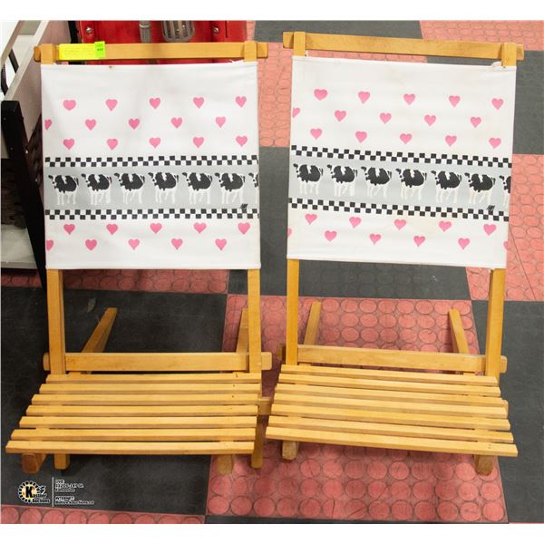 PAIR OF WOODEN FOLDING/COLLAPSABLE KIDS CHAIRS