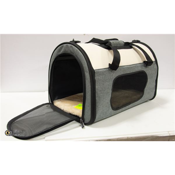 NEWLY ASSEMBLED FABRIC PET CARRIER BAG WITH