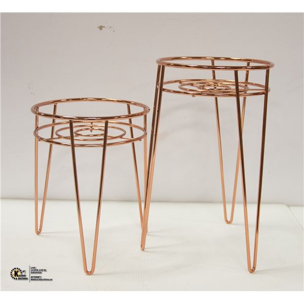 NEW SET OF 2 PLANT STANDS WITH BRONZE FINISH