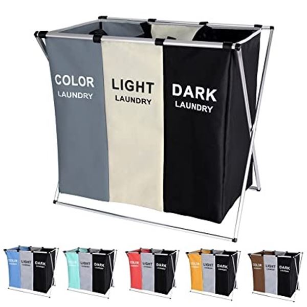 NEW BRIGHTSHOW TRIPLE SIDED LAUNDRY HAMPER KIT