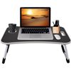 Image 1 : NEW FOLDING PORTABLE GREY LAP DESK WITH CUP HOLDER