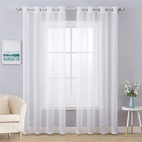 MIULEE 2 PANEL CURTAINS IN WHITE SHEER - BEDROOM /