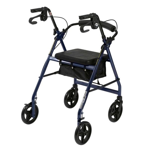 NEWLY ASSEMBLED BLUE 4 WHEEL ASSISTANCE WALKER