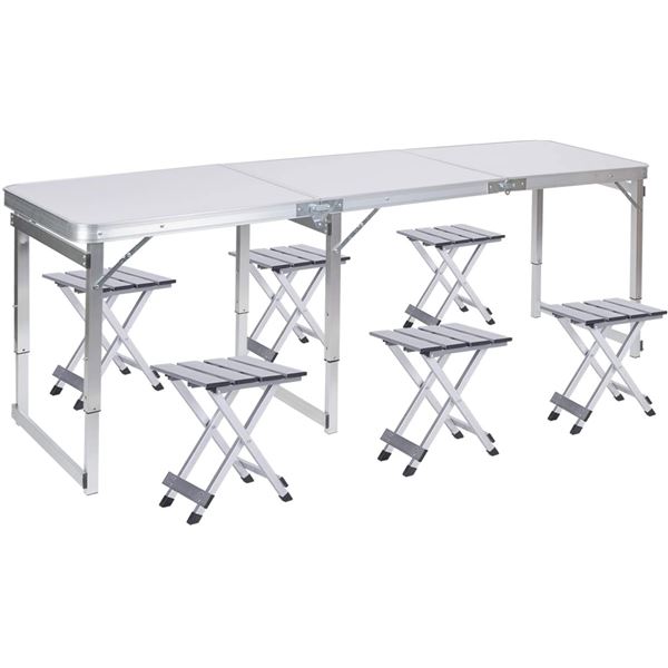 NEW REPACKED ALUMINUM FOLDING PICNIC TABLE WITH