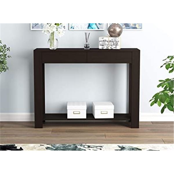 NEW CAPPUCCINO 2 DRAWER 1 SHELF CONSOLE TABLE